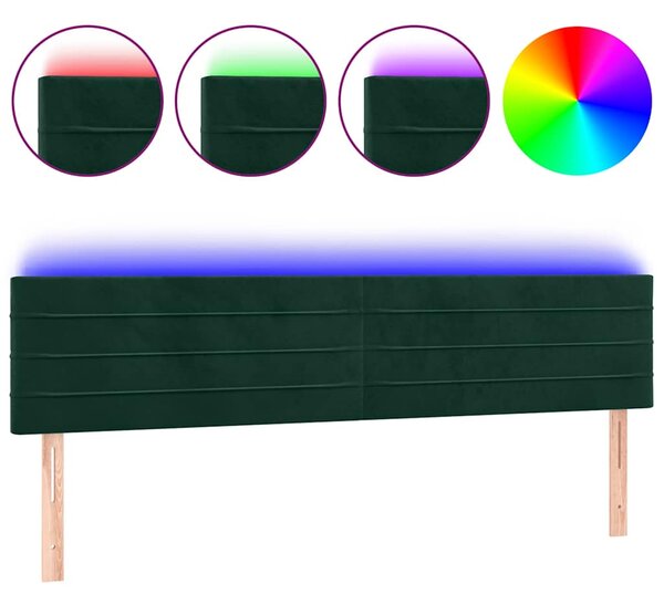 Čelo postele s LED tmavě zelené 160x5x78/88 cm samet 3121809