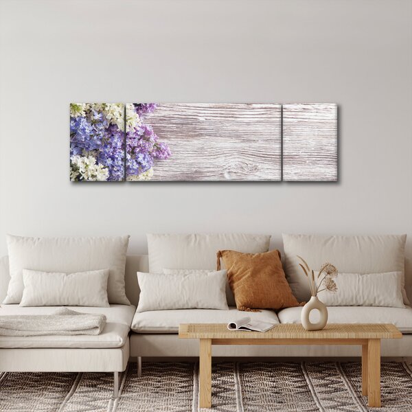 Obraz šeříků na dřevě (170x50 cm)