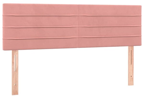 Čelo postele s LED růžové 144x5x78/88 cm samet 3121805