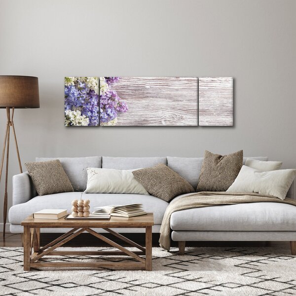 Obraz šeříků na dřevě (170x50 cm)