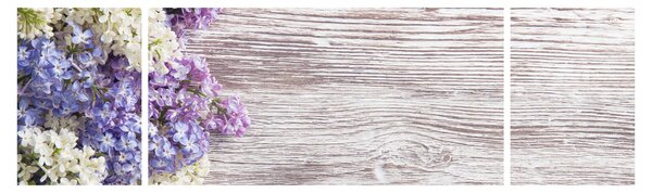 Obraz šeříků na dřevě (170x50 cm)