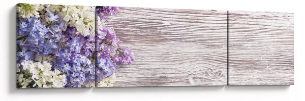 Obraz šeříků na dřevě (170x50 cm)