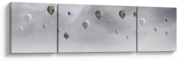 Obraz - Balóny nad cihlovou zdí (170x50 cm)