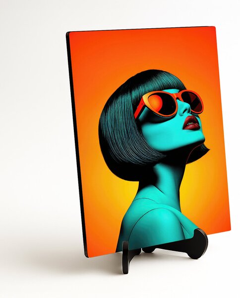 DUBLEZ | Módní obraz na dřevě - Neon Woman | UV tisk, Premium