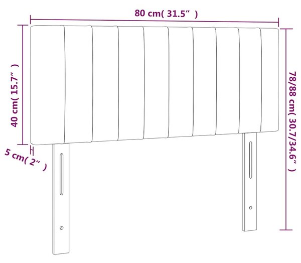 Čelo postele s LED tmavě modré 80 x 5 x 78/88 cm samet 3121884
