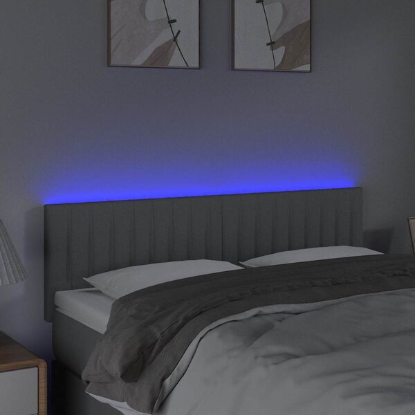 Čelo postele s LED světle šedé 144 x 5 x 78/88 cm textil 3121848
