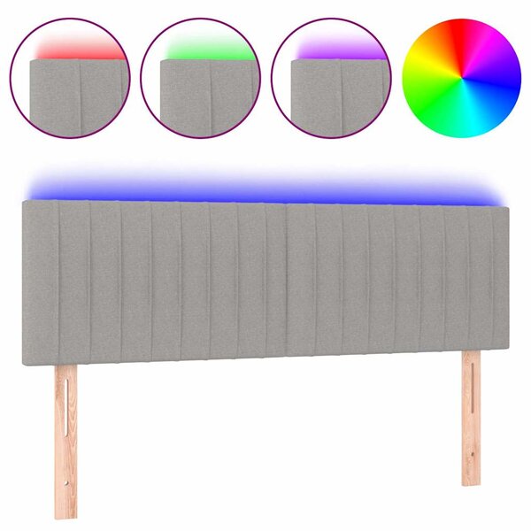 Čelo postele s LED světle šedé 144 x 5 x 78/88 cm textil 3121848