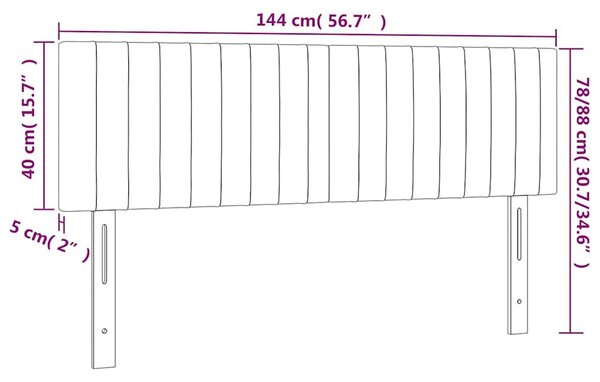 Čelo postele s LED světle šedé 144 x 5 x 78/88 cm textil 3121848