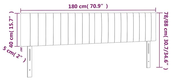 Čelo postele s LED tmavě modré 180x5x78/88 cm samet 3121914