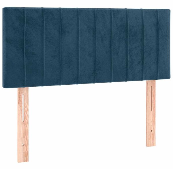 Čelo postele s LED tmavě modré 80 x 5 x 78/88 cm samet 3121884