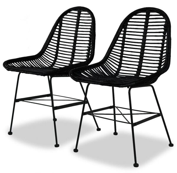 Jídelní židle 2 ks černé přírodní ratan