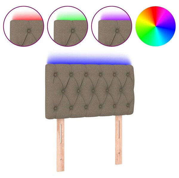 Čelo postele s LED taupe 80 x 7 x 78/88 cm textil 3121926