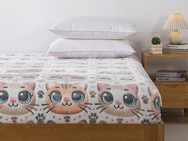 XPOSE® Mikroplyšové prostěradlo ROZTOMILÉ KOČKY Exclusive (svítící efekt) 90x200 cm