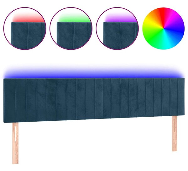 Čelo postele s LED tmavě modré 180x5x78/88 cm samet 3121914