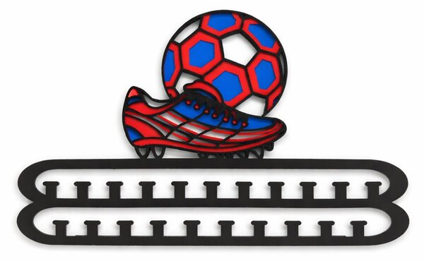 Z rodinné dílny Věšák na medaile fotbal – míč a kopačka | dřevěný držák na medaile