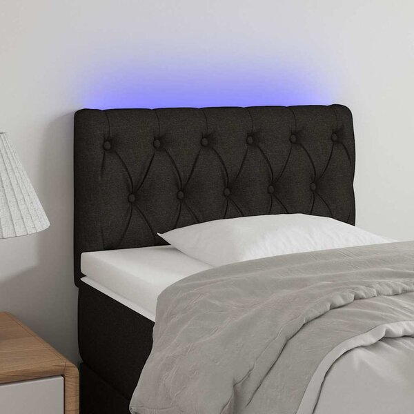 Čelo postele s LED černé 80 x 7 x 78/88 cm textil 3121924