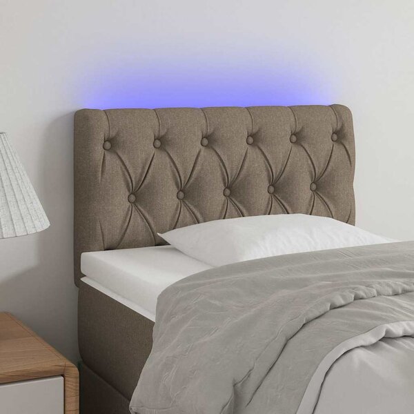 Čelo postele s LED taupe 80 x 7 x 78/88 cm textil 3121926