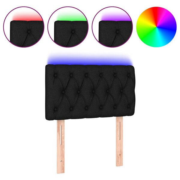 Čelo postele s LED černé 80 x 7 x 78/88 cm textil 3121924