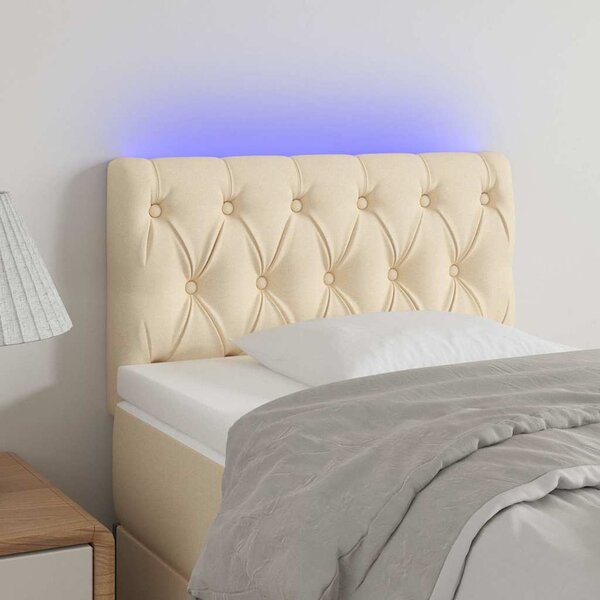 Čelo postele s LED krémové 80 x 7 x 78/88 cm textil 3121927