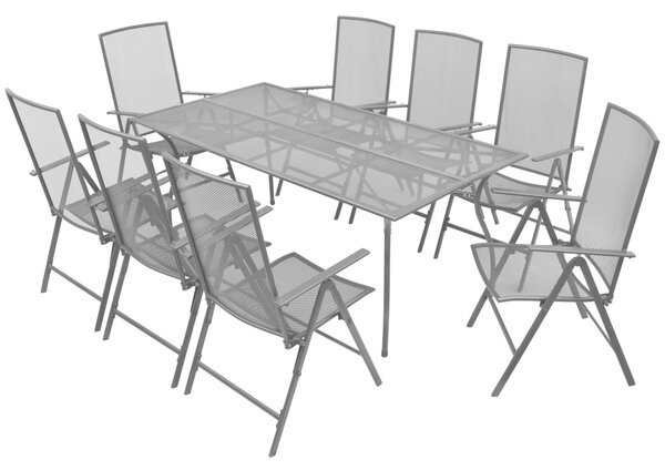 9dílný zahradní jídelní set skládací židle ocel antracitový
