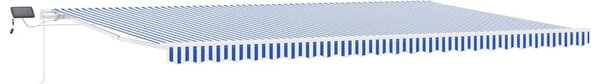 Stahovací markýza Modrá a bílá 600 × 300 cm Polyester a hliník