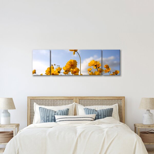 Obraz pole s jasně žlutými květy (170x50 cm)