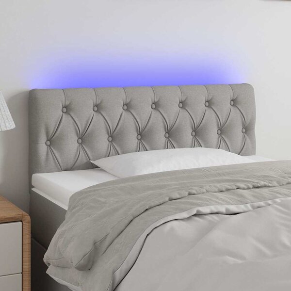 Čelo postele s LED světle šedé 90 x 7 x 78/88 cm textil 3121930