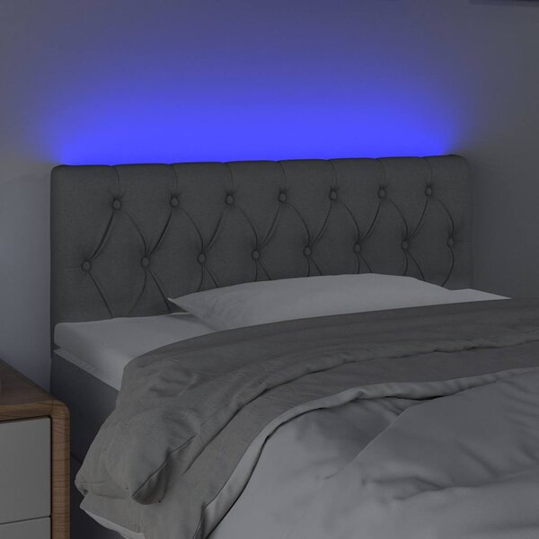 Čelo postele s LED světle šedé 90 x 7 x 78/88 cm textil 3121930