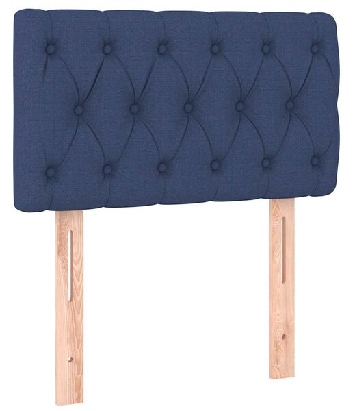 Čelo postele s LED modré 80 x 7 x 78/88 cm textil 3121928