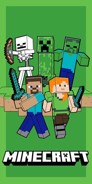 Jerry Fabrics Dětská osuška micro MINECRAFT - Green Mode 70x140 cm