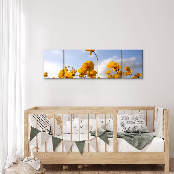 Obraz pole s jasně žlutými květy (170x50 cm)
