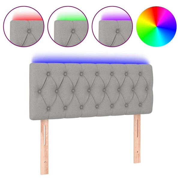Čelo postele s LED světle šedé 90 x 7 x 78/88 cm textil 3121930