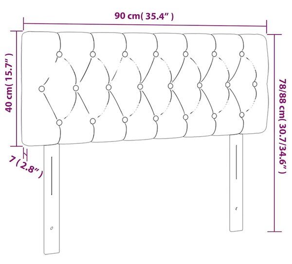 Čelo postele s LED tmavě modré 90 x 7 x 78/88 cm samet 3121988