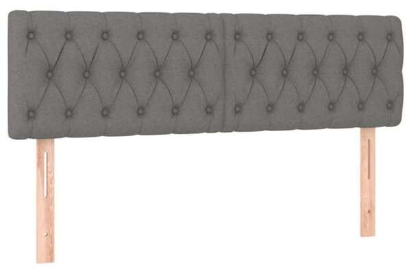 Čelo postele s LED tmavě šedé 144 x 7 x 78/88 cm textil 3121947