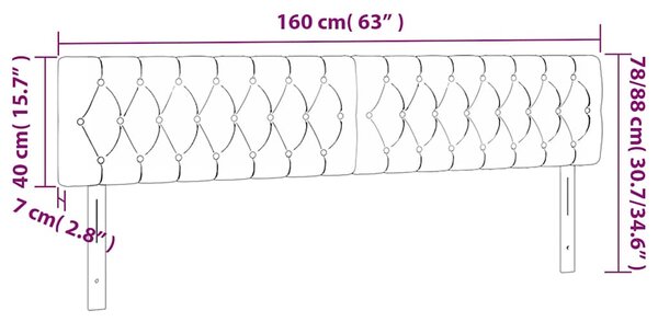 Čelo postele s LED tmavě modré 160 x 7 x 78/88 cm samet 3122006