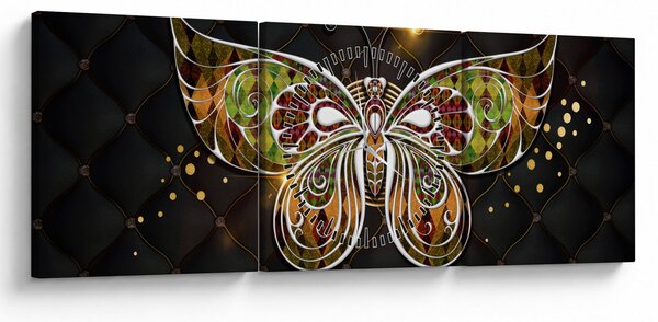 Obraz - Kouzelný motýl (s hodinami) (90x30 cm)