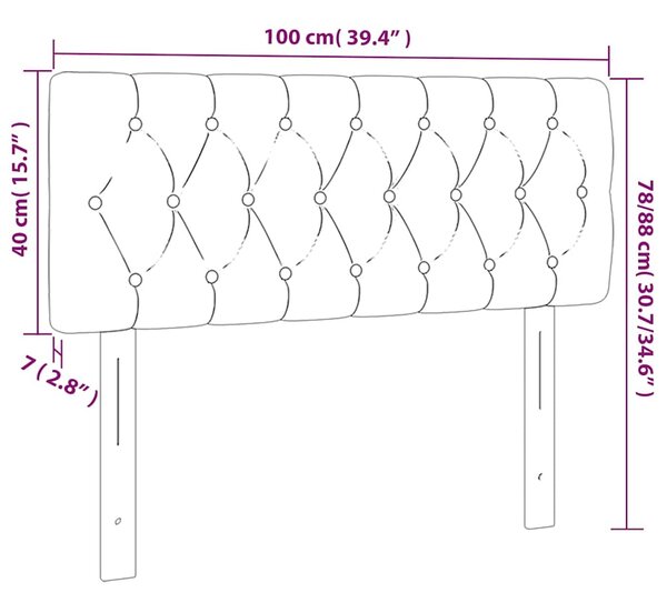 Čelo postele s LED modré 100 x 7 x 78/88 cm textil 3121944