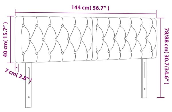 Čelo postele s LED tmavě šedé 144 x 7 x 78/88 cm textil 3121947