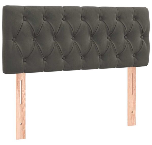 Čelo postele s LED tmavě šedé 90 x 7 x 78/88 cm samet 3121985