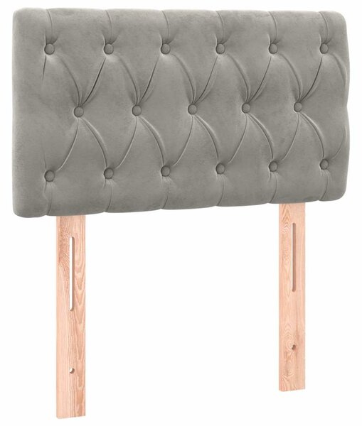 Čelo postele s LED světle šedé 80 x 7 x 78/88 cm samet 3121978