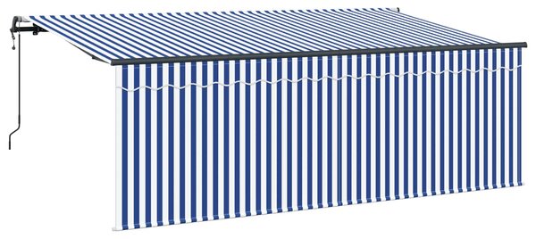 Stahovací markýza Modrá a bílá 350 x 200 cm Polyester a hliník