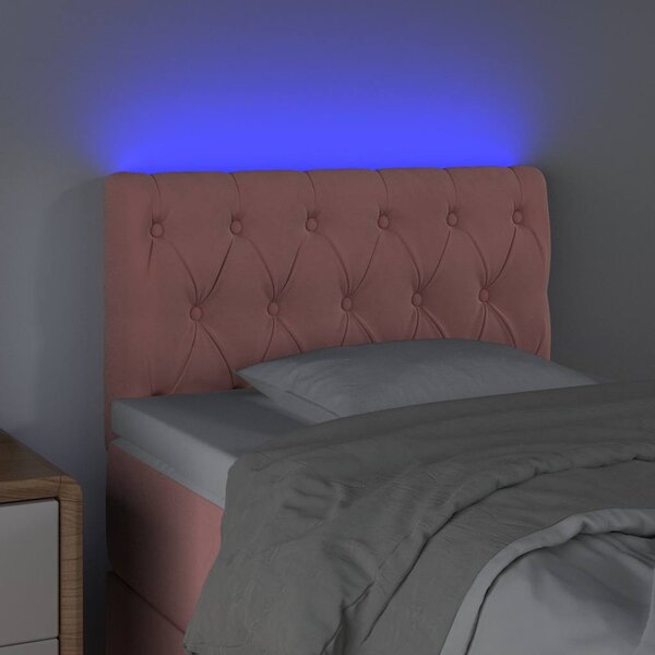 Čelo postele s LED růžové 80 x 7 x 78/88 cm samet 3121983