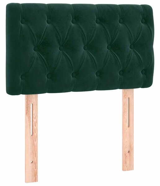 Čelo postele s LED tmavě zelené 80 x 7 x 78/88 cm samet 3121981