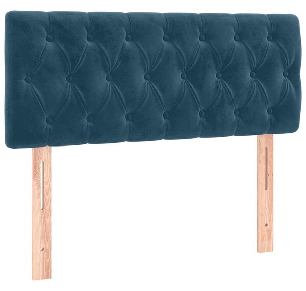 Čelo postele s LED tmavě modré 90 x 7 x 78/88 cm samet 3121988