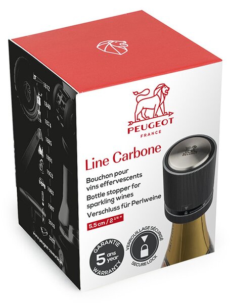 Zátka na perlivé víno Peugeot Line, karbonová – pro otevřenou láhev 210830