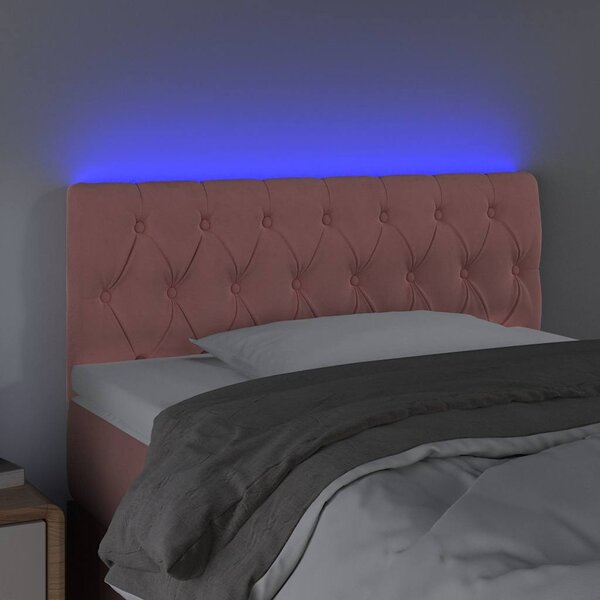 Čelo postele s LED růžové 100 x 7 x 78/88 cm samet 3121995