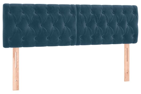 Čelo postele s LED tmavě modré 160 x 7 x 78/88 cm samet 3122006