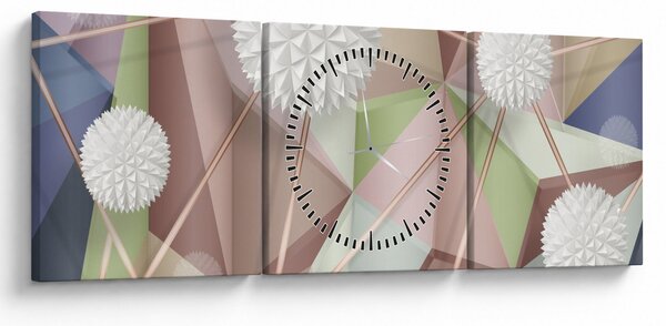 Obraz - 3D Abstrakce v pastelových barvách (s hodinami) (90x30 cm)