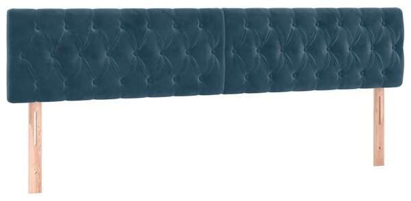 Čelo postele s LED tmavě modré 200 x 7 x 78/88 cm samet 3122018