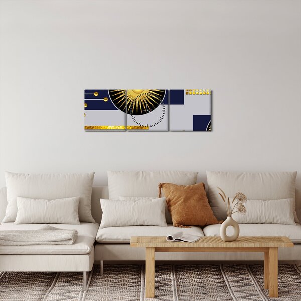 Obraz - Zlaté kruhy (s hodinami) (90x30 cm)